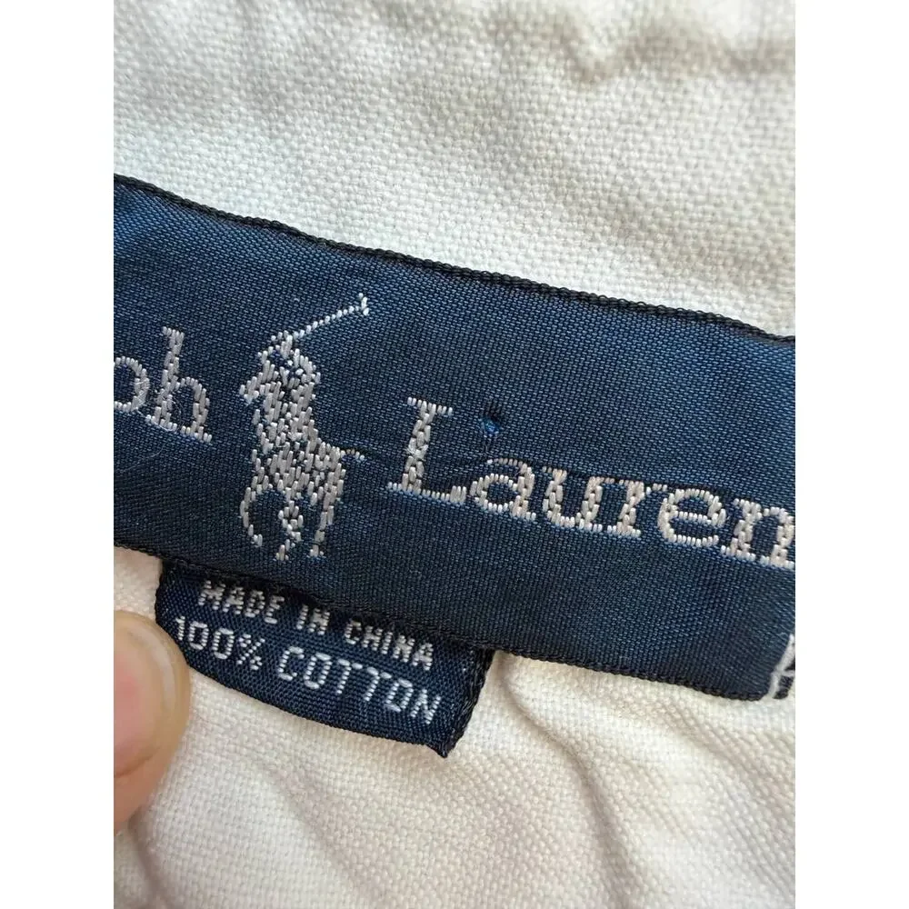 Ralph Lauren Men's XL Ivory Tennis Crest Pocket Polo Shirt 100% Cotton